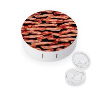 FekiLoot Bacon Pattern Contact Lens Cases, Cute Contact Lenses Lens Box Set Outdoor Mini Contact Lens Soak Storage Kit with Mirror Daily Vision Care And Outdoor Use