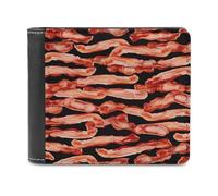 FekiLoot Bacon Pattern Leather Wallet for Women&Men Billfold Purse Credit Card Holder Slim Bifold Wallet Front Pocket Wallets