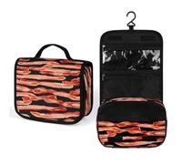 FekiLoot Bacon Pattern Wash Bag Cute Hanging Toiletry Bag Large Capacity Medicine Bags Portable Organized Pockets for Makeup Organizer for Travel Essentials