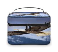 FekiLoot Bald Eagle Flying Makeup Bag Large Capacity Travel Cosmetic Bag Lightweight Hand-held Toiletry Bags Portable Cosmetic Pouch Cute Make Up Pouch for Women