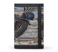 FekiLoot Bald Eagle Flying Men's Wallet Extra Capacity Trifold Wallet Thin & Stylish Trifold Card Holder with ID Window