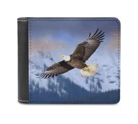 FekiLoot Bald Eagle Flying Wallet Large Capacity Slim Bifold Wallet with Multiple Card Slots PU Leather Men Purse