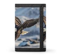 FekiLoot Bald Eagle Flying Wallet Portable Tri Fold Wallet with Zipper Coin Purse for Women Credit Car