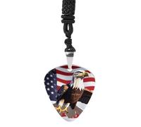 FekiLoot Bald Eagle Guitar Pick Necklace Titanium Steel Guitar Bass Picks Pendant Rock Music Lovers Jewelry Custom Personalized Musical Guitarist Necklace for Women Men