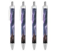 FekiLoot Ball Lightning Strike Ballpoint Pens Retractable Ball Point Pens Smooth-Flowing Black Ink 0.5mm Writing Pen Black Ink Pen for Men Women 4 PCS