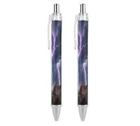 FekiLoot Ball Lightning Strike Ballpoint Pens Retractable Ball Point Pens Smooth-Flowing Black Ink 0.5mm Writing Pen Black Ink Pen for Men Women 2 PCS