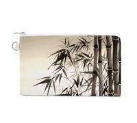 FekiLoot Bamboo Tree Image Chinese Calligraphy Coin Purse,Travel Portable Keychain Wallet Canvas Coin Wallets Mini Zipper Tool Bag Lightweight Change Purse