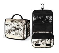 FekiLoot Bamboo Tree Image Chinese Calligraphy Wash Bag Cute Hanging Toiletry Bag Large Capacity Medicine Bags Portable Organized Pockets for Makeup Organizer for Travel Essentials