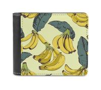 FekiLoot Banana Print PU Leather Wallet Bifold Wallet Front Pocket Wallets Fashion Purse Slim Billfold Credit Card Holder