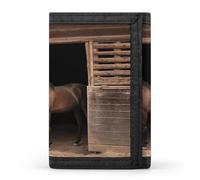 FekiLoot Barn Horse Wallet for Men Slim Minimalist Trifold Wallet with ID Window And Credit Card Holder