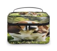 FekiLoot Basset Hound Makeup Bag Large Capacity Travel Cosmetic Bag Lightweight Hand-held Toiletry Bags Portable Cosmetic Pouch Cute Make Up Pouch for Women