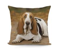 FekiLoot Basset Hound Throw Pillow Covers Luxury Soft Plush Cushion Cover Pillowcase Square Cushion Case Decoration for Living Room Couch Bed Sofa 18" X 18"