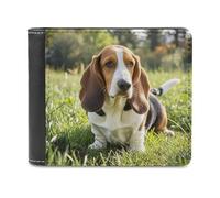 FekiLoot Basset Hound Wallet Large Capacity Slim Bifold Wallet with Multiple Card Slots PU Leather Men Purse