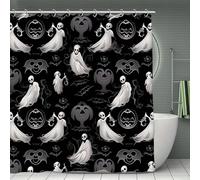 FekiLoot Bathroom Halloween Goth Shower Curtain Waterproof Polyester Bath Curtain 70"X 70" with Grommet & Hook Soft Modern Shower Curtains Light-Weight & Machine Washable