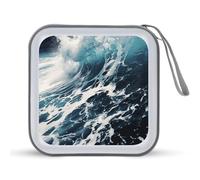 FekiLoot Beach Foam Wave CD Case Hard Plastic DVD Disc Cases Storage Binder Portable Zipper CD Case Holder Large Storage Disc Wallet Bag for Car Home Travel(40 Capacity)