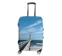 FekiLoot Beach Pier Lighthouse Travel Luggage Cover Stretchable Airplane Suitcase Protector Sleeve Universal Washable Fit for 19-32 Inch Checked Baggage,Water Resistant Durable Luggage Protector