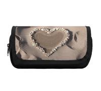 FekiLoot Beach Sand Heart Door Pencil Case Office Pencil Box Large Capacity Pencil Box Pouch Holder Double Zipper Pencil Case Use to Organize Desktop And Plan Space Home Office