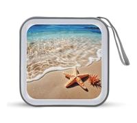 FekiLoot Beach Starfish CD Case Hard Plastic DVD Disc Cases Storage Binder Portable Zipper CD Case Holder Large Storage Disc Wallet Bag for Car Home Travel(40 Capacity)
