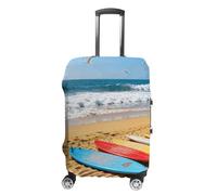 FekiLoot Beach Surfboard Travel Luggage Cover Stretchable Airplane Suitcase Protector Sleeve Universal Washable Fit for 19-32 Inch Checked Baggage,Water Resistant Durable Luggage Protector, white, XL