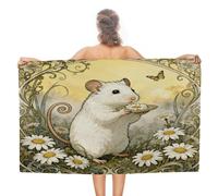 FekiLoot Beach Towel 31X51 Quick Dry Bath Towels Hamster Daisy Meadow Lightweight Sand Free Pool Bath Shower Towels Oversized Beach Blanket for Swimming Travel Favors Birthday Vacation Gift