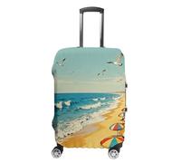 FekiLoot Beach Umbrella Travel Luggage Cover Stretchable Airplane Suitcase Protector Sleeve Universal Washable Fit for 19-32 Inch Checked Baggage,Water Resistant Durable Luggage Protector, white, XL