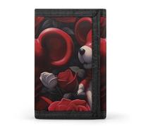 FekiLoot Bear Among The Roses Trifold Wallet Slim Minimalist Front Pocket Men's Passcase Wallet Credit Card Holder