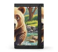 FekiLoot Bear Crossing The River Cartoon Wallet Slim Trifold Wallets with Multiple Card Slots Credit Card Holder Pocket Coin Purse