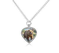 FekiLoot Bear Crossing The River Urn Necklace for Ashes Heart Cremation Jewelry Memorial Keepsake Pendant Locket Ash Holder Memory Jewelry for Women Men to Hold Ashes of Loved Ones