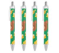 FekiLoot Bear Honey Pot Ballpoint Pens Retractable Ball Point Pens Smooth-Flowing Black Ink 0.5mm Writing Pen Black Ink Pen for Men Women 4 PCS