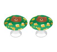 FekiLoot Bear Honey Pot Cabinet Knobs Kitchen Cabinet Handles Round Closet Handles Stainless Steel Drawer Pulls for Closet Dresser Wardrobe Cupboard Furniture 2 Pack