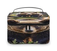 FekiLoot Bear Makeup Bag Large Capacity Travel Cosmetic Bag Lightweight Hand-held Toiletry Bags Portable Cosmetic Pouch Cute Make Up Pouch for Women