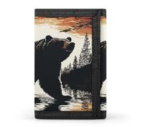 FekiLoot Bear Silhouette Wallet for Men Slim Minimalist Trifold Wallet with ID Window And Credit Card Holder