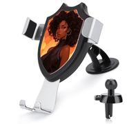 FekiLoot Beautiful Black Woman Car Phone Mount for Dashboard/Vent/Windshield Auto-Clamping Gravity Sensor Truck Stand Cradle 90° Rotation Phone Holder Fits 4-6" Phones