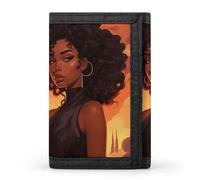 FekiLoot Beautiful Black Woman Trifold Wallet Slim Minimalist Front Pocket Men's Passcase Wallet Credit Card Holder