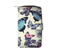FekiLoot Beautiful Butterfly Wallet Large Capacity Travel Double Fold Wallets Portable Zipper Leather Purse for Women Men