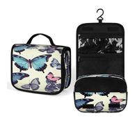 FekiLoot Beautiful Butterfly Wash Bag Cute Hanging Toiletry Bag Large Capacity Medicine Bags Portable Organized Pockets for Makeup Organizer for Travel Essentials
