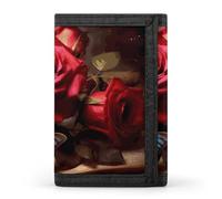 FekiLoot Beautiful Flower Butterfly Roses Wallet Compact Blocking Trifold Wallets with Zipper Minimalist Purse Wallet Credit Card Holder