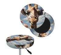 FekiLoot Beautiful Giraffe Round Bar Stool Covers Stretch Washable Bar Stool Covers Dustproof Slipcover Bar Chair Covers with Elastic Band for Bar Kitchen Living Room Decor 14 Inch