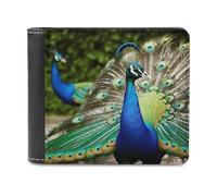 FekiLoot Beautiful Peacock Leather Wallet for Women&Men Billfold Purse Credit Card Holder Slim Bifold Wallet Front Pocket Wallets