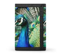 FekiLoot Beautiful Peacock Wallet Compact Blocking Trifold Wallets with Zipper Minimalist Purse Wallet Credit Card Holder