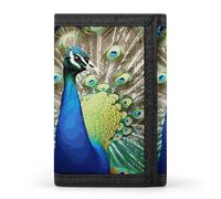 FekiLoot Beautiful Peacock Wallet Compact Blocking Trifold Wallets with Zipper Minimalist Purse Wallet Credit Card Holder