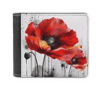 FekiLoot Beautiful Poppy Flower Ink Wallet Fashionable Slim Leather Wallet with Multiple Card Slots And Hidden Compartments Wallets