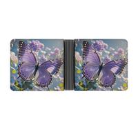 FekiLoot Beautiful Purple Butterfly Art Wallet Slim PU Bifold Design Wallet with Multiple Card Slots Wallets Extra Capacity Pocket Wallets