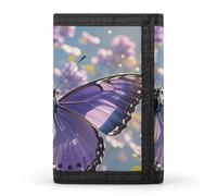 FekiLoot Beautiful Purple Butterfly Art Wallet Slim Trifold Wallets with Multiple Card Slots Credit Card Holder Pocket Coin Purse