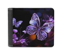FekiLoot Beautiful Purple Butterfly PU Leather Wallet Bifold Wallet Front Pocket Wallets Fashion Purse Slim Billfold Credit Card Holder