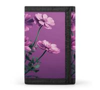 FekiLoot Beautiful Purple Flowers Wallet for Men Slim Minimalist Trifold Wallet with ID Window And Credit Card Holder