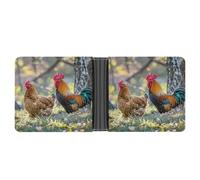 FekiLoot Beautiful Rooster Hen Wallet Slim Leather Bifold Wallet Extra Capacity Wallets with Multiple Card Slots Men Billfold