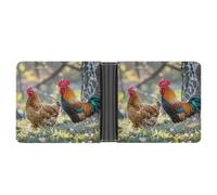 FekiLoot Beautiful Rooster Hen Wallet Slim PU Bifold Design Wallet with Multiple Card Slots Wallets Extra Capacity Pocket Wallets