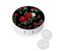 FekiLoot Beautiful Rose Gift Contact Lens Cases, Cute Contact Lenses Lens Box Set Outdoor Mini Contact Lens Soak Storage Kit with Mirror Daily Vision Care And Outdoor Use