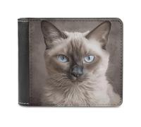FekiLoot Beautiful Siamese Cat PU Leather Wallet Bifold Wallet Front Pocket Wallets Fashion Purse Slim Billfold Credit Card Holder